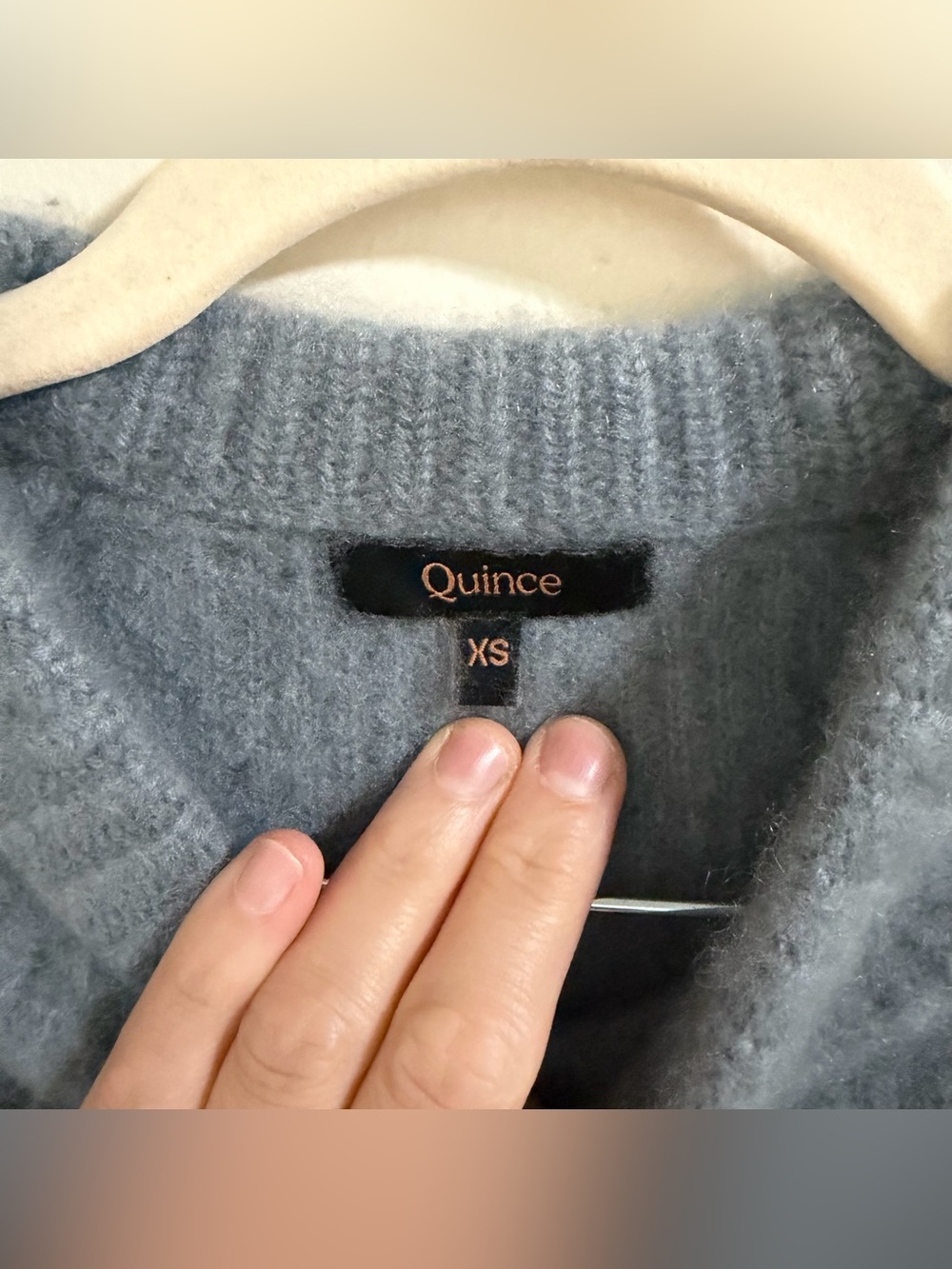Quince Mongolian Cashmere Fisherman Crewneck size XS Dusty Blue Relaxed fit - Picture 5 of 10